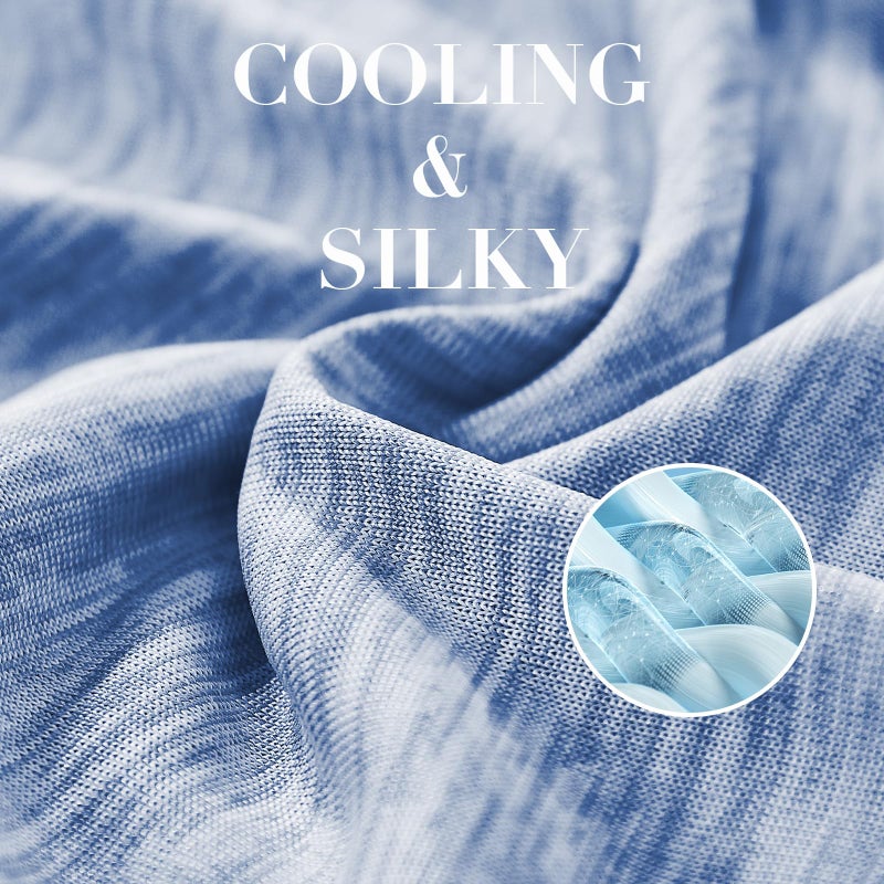 LUXEAR Cooling Blanket for Hot Sleepers Night Sweats Queen Size Cool Summer Blanket 79 X 86in Japanese Q-Max>0.5 Arc-Chill Cooling Fiber Keep Adults/Children Cool Soft Breathable All-Season-Blue - Image 5